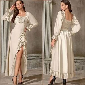India Boutique Cream Long Sleeve Dress